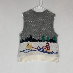 VTG Ugly Christmas Sweater Vest Womens Small Wool Blend Holiday Casual STAINED